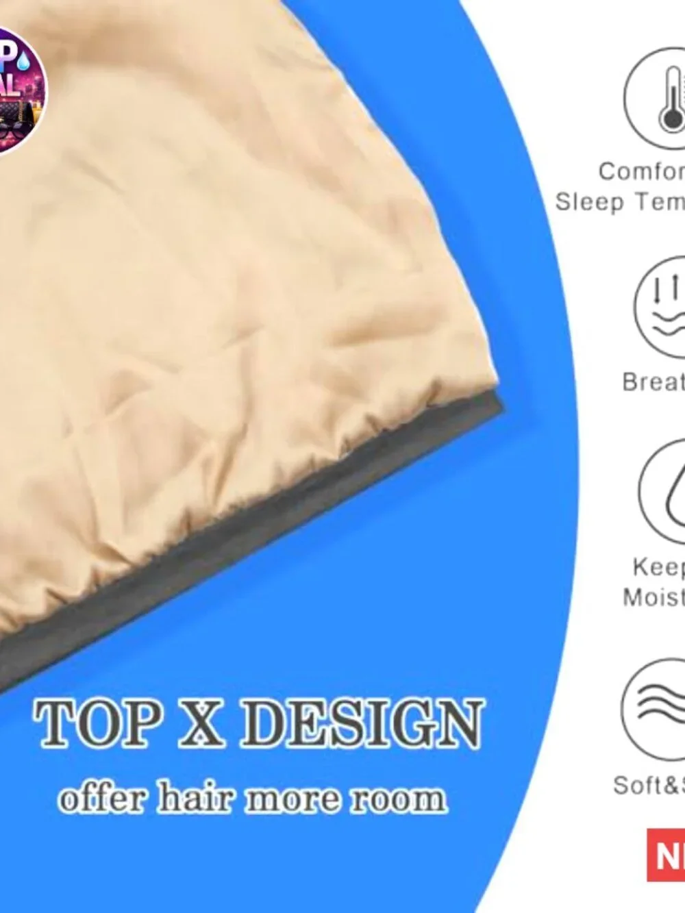 Adjustable Silk Hair Bonnet for Sleeping, Satin Lined Sleep Cap